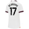 Virallinen pelipaita Manchester City Kevin De Bruyne 17 Vieras 2023-24 Lyhythihainen - Naisten Virallinen pelipaita Manchester City Kevin De Bruyne 17 Vieras 2023-24 Lyhythihainen - Naisten